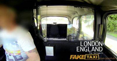 Emma Leigh - Emma Leigh's massive tits and tight holes get drilled hard in a fake taxi cab threesome - sexu.com - Britain