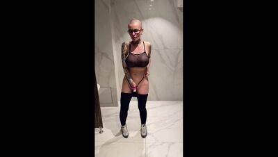 crazy slut bald doll squirting in male public urinal, slut with big tits - veryfreeporn.com